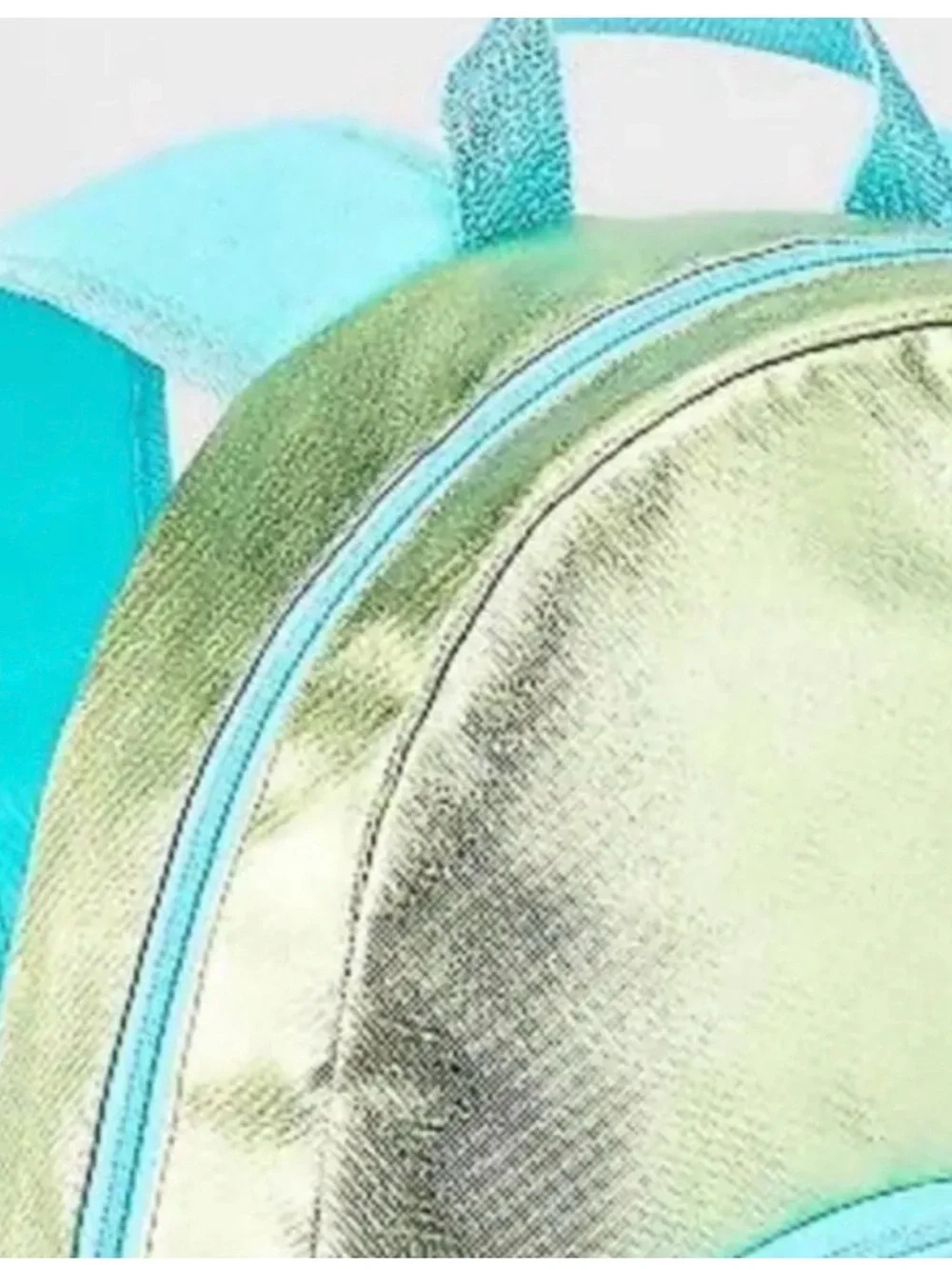 Cat & Jack Metallic Lime Green and Aqua Sequin Kids Backpack